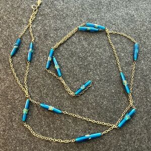 Vintage Lester Joy Blue Foil Glass Necklace